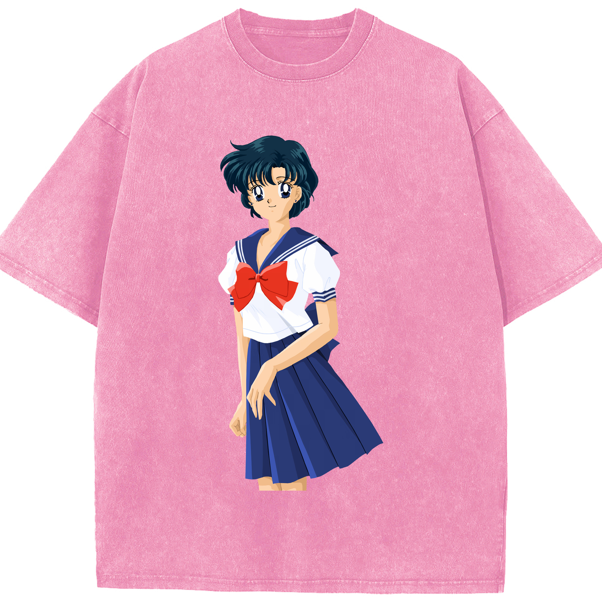 （画像用） 美少女戦士セーラームーン 水野 亜美 みずの あみ Sailor Moon Mizuno Ami 綿100% ヴィンテージ風 半袖Tシャツ（フロントプリント）